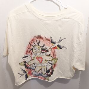 Ashley McBryde Crop Top T Shirt Never Will Voodoo Doll Birds Flowers Tour Tee XL